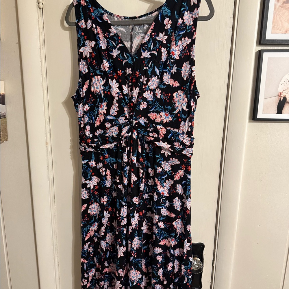 Croft & Barrow Black and Pink Floral Midi Dress